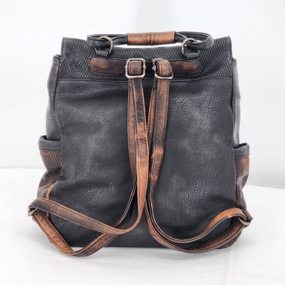 Moda Luxe Maisy Vegan Leather Rustic Black Backpack - Picture 5 of 12